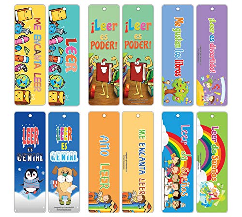 Creanoso I Love Reading Bookmarks (30-Pack) Ã¢â‚¬â€œ Inspiring Spanish Reading Words Bookmarkers Bulk Set Ã¢â‚¬â€œ Premium Quality Book Clippers for Kids, Boys, Girls