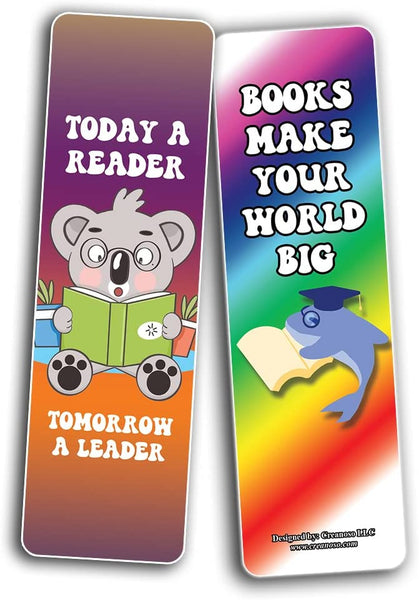 Cute Animals Reading Books Bookmarks (2-Sets X 6 Cards)