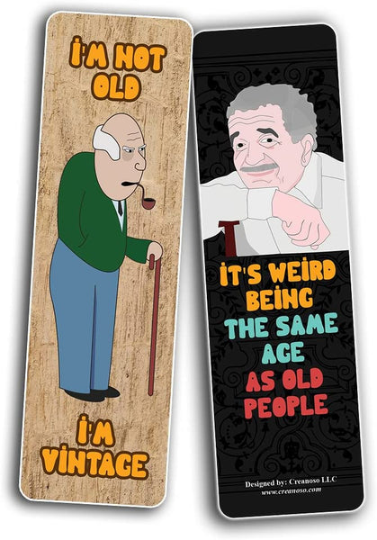 Creanoso Funny Old Age Bookmarks (5-Sets X 6 Cards) â€“ Daily Inspirational Card Set â€“ Interesting Book Page Clippers â€“ Great Gifts for Adults and Teens
