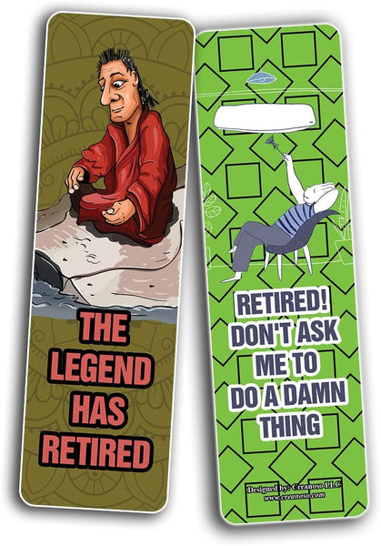 Creanoso Funny Retired Bookmarks (2-Sets X 6 Cards) â€“ Daily Inspirational Card Set â€“ Interesting Book Page Clippers â€“ Great Gifts for Adults and Teens