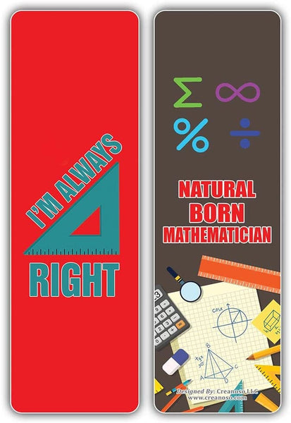 Creanoso I am a Mathematician Bookmarks (10-Sets X 6 Cards) â€“ Daily Inspirational Card Set â€“ Interesting Book Page Clippers â€“ Great Gifts for Adults and Teens