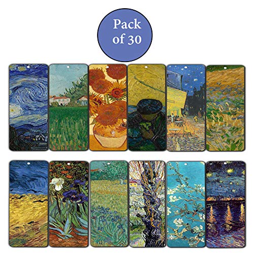 Creanoso Famous Classical Art Series 7 Bookmarks (30-Pack) Ã¢â‚¬â€œ Great Artist Reading Collection Pack for Men, Women, Artists, Painters Ã¢â‚¬â€œ Van Gogh Monet Signac Sisley Pissarro Renoir Ã¢â‚¬â€œ Art Impressions Set