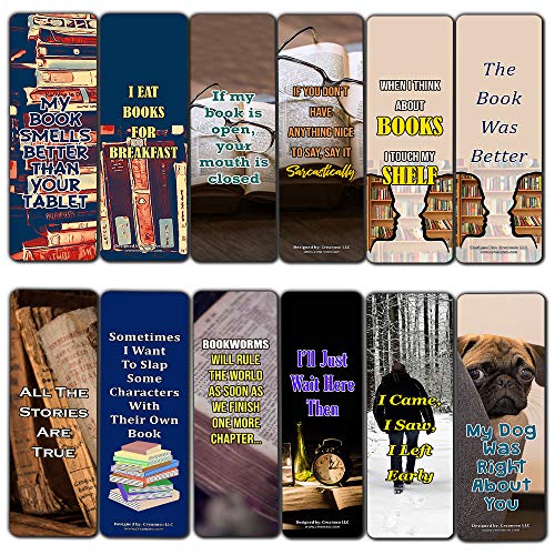 Creanoso Sarcastic Bookmarks Cards (30-Pack) Ã¢â‚¬â€œ Stocking Stuffers Gift for Men & Women - Party Favors Supplies Ã¢â‚¬â€œ Rewards Gifts Ã¢â‚¬â€œ Awesome Bookmark Collection for Readers Ã¢â‚¬â€œ Bookmarks Bulk Pack