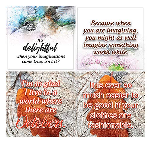 Creanoso Anne of Green Gables Inspiring Sayings Stickers (20-Sheet) â€“ Inspirational Quotes Sticker Cards Bulk Pack Set â€“ Awesome Sticky Notes Gift Ideas for Women Ladies Best Friends â€“ Wall Art Decal