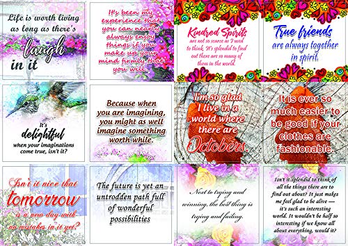 Creanoso Anne of Green Gables Inspiring Sayings Stickers (20-Sheet) â€“ Inspirational Quotes Sticker Cards Bulk Pack Set â€“ Awesome Sticky Notes Gift Ideas for Women Ladies Best Friends â€“ Wall Art Decal