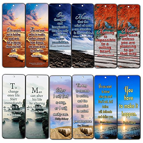 Creanoso Inspirational and Motivational Sayings Book Reading Bookmarks (30-Pack) Ã¢â‚¬â€œ Essential Inspiring Reading Collection Pack for Men, Women, Adults, Book Lovers, Bookworms