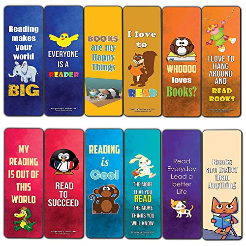 Creanoso Animal Theme Reading Bookmarks for Kids (30-Pack) Ã¢â‚¬â€œ Six Assorted Quality Bookmarker Cards Bulk Set Ã¢â‚¬â€œ Premium Gift for Kids, Boys & Girls Ã¢â‚¬â€œ Stocking Stuffers Gifts for Children Ã¢â‚¬â€œ Fun Reading