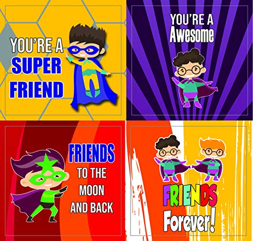 Creanoso Superhero Friendship Stickers (10-Sheet) â€“ Total 120 pcs (10 X 12pcs) Individual Small Size 2.1 x 2. Inches , Waterproof, Unique Personalized Themes Designs, Any Flat Surface DIY Decoration Art Decal for Boys & Girls, Children, Teens