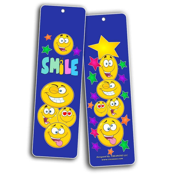 Creanoso Emoji Bookmarks Cards (60-Pack)- Smiley Face Emoticon Bookmarker - Books Reading Rewards