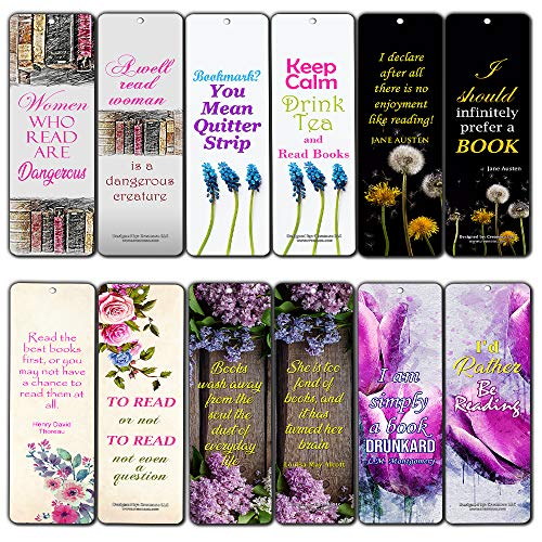 Creanoso Floral Inspirational Quotes Reading Bookmarks for Women (30-Pack) Ã¢â‚¬â€œ Reader Gifts for Female Readers Ã¢â‚¬â€œ Stocking Stuffers Gift for Women, Ladies, Girls