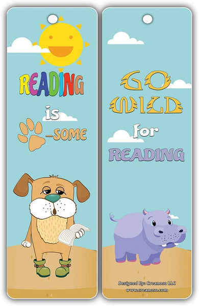 Creanoso Animal Good Reading Habit Bookmarks (60-Pack) + 5 Sheet Stickers Bundle - Reward Gifts