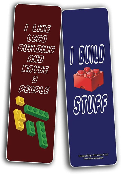 Creanoso Funny LEGO Bookmarks (10-Sets X 6 Cards)â€“ Daily Inspirational Card Set â€“ Interesting Book Page Clippers â€“ Great Gifts for Kids and Teens