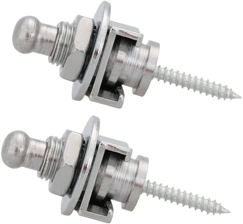 Creanoso Guitar Strap Locks and Buttons Silver (2 Pack) - Schaller-Style Security - for Electric Acoustic Guitar Replacement