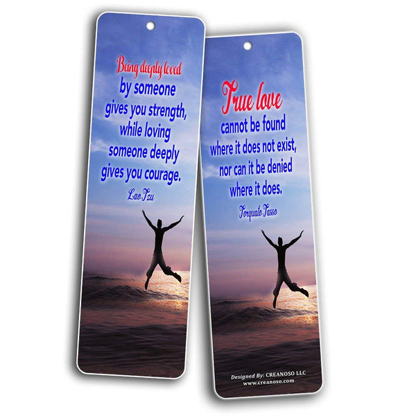 Creanoso Love Quotes Bookmarks (60-Pack) - Inspirational Sayings Cards - Best Gifts for Couples