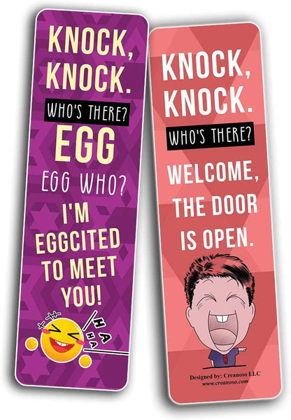 Knock Knock Jokes Bookmarks (60 Pack) - Great Party Favors Card Lot Set â€“ Epic Collection Set Book Page Clippers â€“ Cool Gifts for Children, Boys, Girls