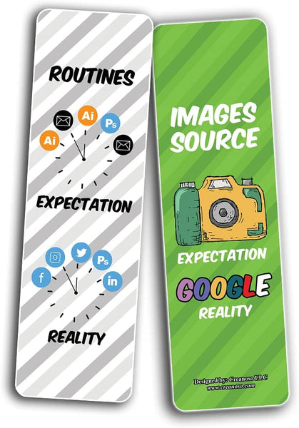 Graphic Designer - Expectation VS Reality - Bookmarks (10-Sets X 6 Cards)
