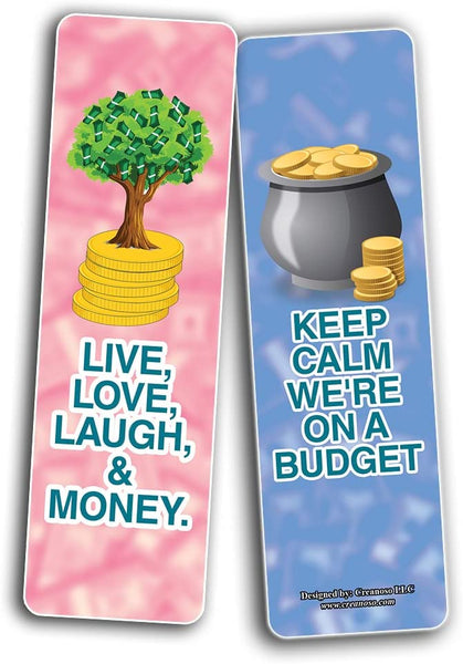 Creanoso Funny Money Bookmarks (5-Sets X 6 Cards) â€“ Daily Inspirational Card Set â€“ Interesting Book Page Clippers â€“ Great Gifts for Adults and Teens