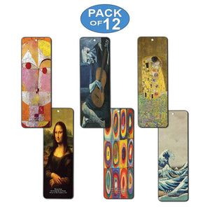 Creanoso Famous Art Bookmarks (12-Pack) - Famous Painting Collection Pack - Great Gift Ideas