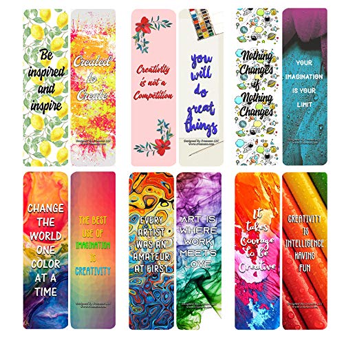 Creanoso Inspiring Quotes for Artists Bookmarks (60-Pack) - Assorted and Unique Designs - Premium Gift Set ÃƒÂ¢Ã¢â€šÂ¬Ã¢â‚¬Å“ Stocking Stuffers for Loved One or Friends