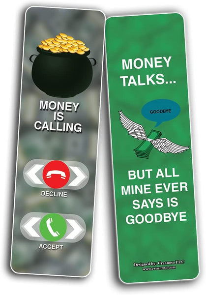 Creanoso Funny Money Bookmarks (5-Sets X 6 Cards) â€“ Daily Inspirational Card Set â€“ Interesting Book Page Clippers â€“ Great Gifts for Adults and Teens