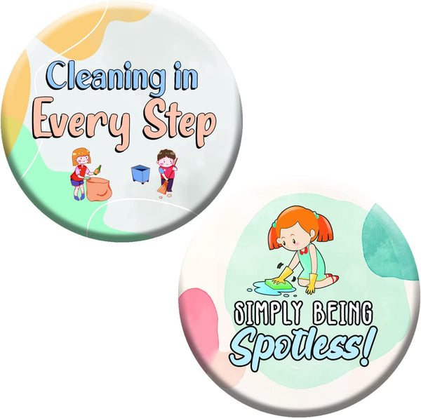 Creanoso Clean Up Badge Pinback buttons (1-Set X 10 Buttons) - Stocking Stuffers Premium Quality Gift Ideas for Children, Teens, & Adults - Corporate Giveaways & Party Favors