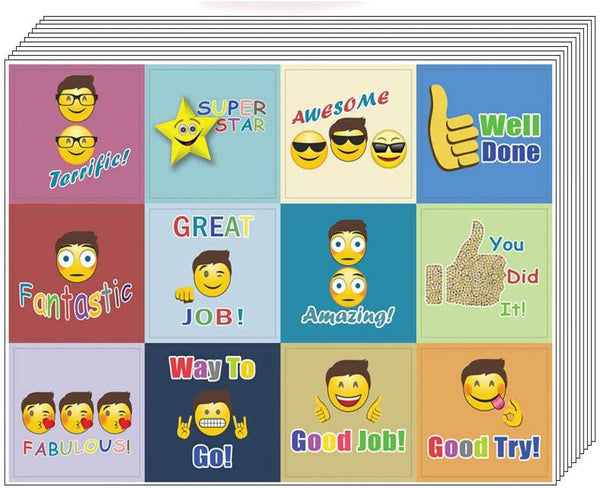 Creanoso Emoji Stickers for Kids (10 Sheets) - Motivational Positive Encouragement Gift Rewards