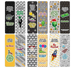 Creanoso Funny Clean Jokes Bookmarks - UFO Jokes (60-Pack) - Premium Quality Gift Ideas for Children, Teens, & Adults for All Occasions - Stocking Stuffers Party Favor & Giveaways