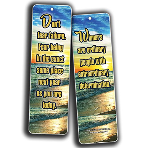 Creanoso Success Inspirational Quotes Bookmarks (30-Pack) - Never Give Up Cards Bookmarker - Positive Wisdom Motivational Sayings Gifts for Men Women Adults Teens Kids Boys Girls Entrepreneur Office