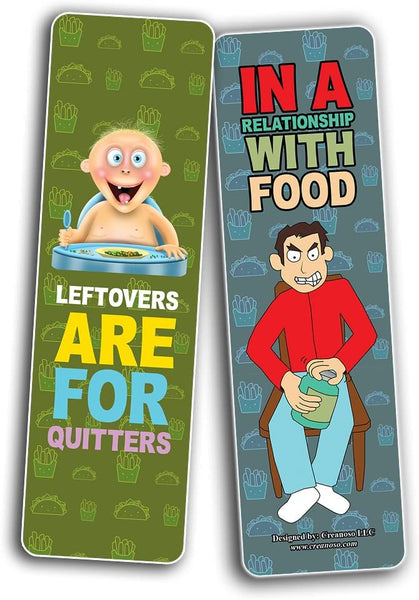 Creanoso Funny Food Saying Bookmarks (5-Sets X 6 Cards) â€“ Daily Inspirational Card Set â€“ Interesting Book Page Clippers â€“ Great Gifts for Adults and Teens