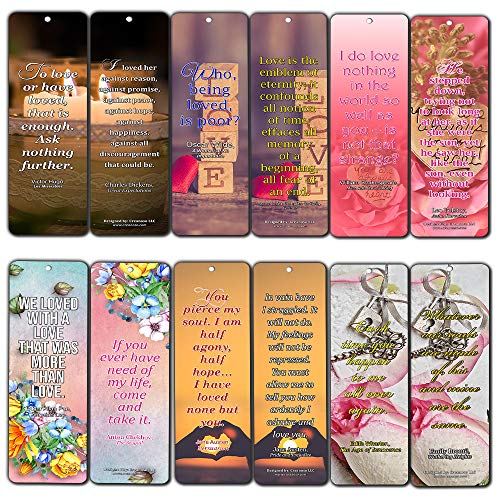 Creanoso Romantic Love Quotes Literary Bookmarker Cards (60-Pack) ÃƒÂ¢Ã¢â€šÂ¬Ã¢â‚¬Å“ Premium Quality Book Reading Bookmarks Design ÃƒÂ¢Ã¢â€šÂ¬Ã¢â‚¬Å“ Premium Gift for Men Women Adult, Bookworm ÃƒÂ¢Ã¢â€šÂ¬Ã¢â‚¬Å“ Awesome Bookmarks