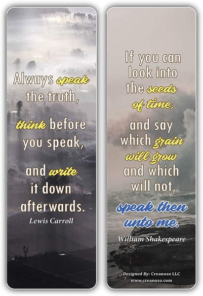 Creanoso Speak Up Quotes Series 2 Quotes Bookmark Cards (60-Pack) Ã¢â‚¬â€œ Premium Gifts Bookmarks for Bookworm Ã¢â‚¬â€œ Stocking Stuffers for Men, Women, Managers, Leaders Ã¢â‚¬â€œ Office Supplies Ã¢â‚¬â€œ DIY Kit