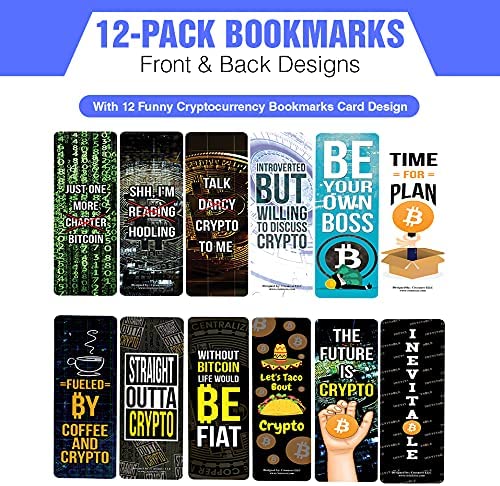 Funny Cryptocurrency Bookmarks Cards (2-Sets X 6 Cards)