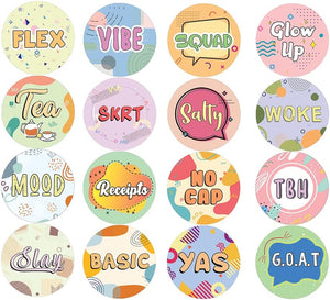Creanoso Funny Millennial Slangs Stickers (5 Sets X 16 Designs) â€“ Sticker Card Giveaways for Kids â€“ Awesome Stocking Stuffers Gifts for Boys & Girls â€“ Classroom Home Rewards Enticements