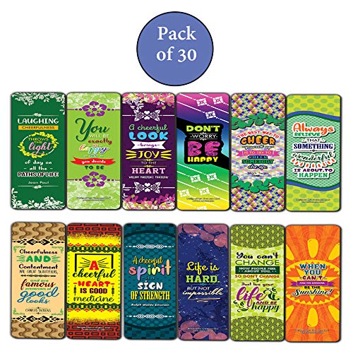 Creanoso Positive Vibe Quotes Inspirational Sayings Bookmark Cards (30-Pack) Ã¢â‚¬â€œ Premium Gifts Bookmarks for Bookworm Ã¢â‚¬â€œ Stocking Stuffers for Men & Women, Teens, Adults