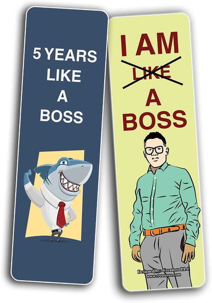 Creanoso Funny Bookmarks Like a Boss Bookmarks (2-Sets X 6 Cards) â€“ Daily Inspirational Card Set â€“ Interesting Book Page Clippers â€“ Great Gifts for Kids and Teens