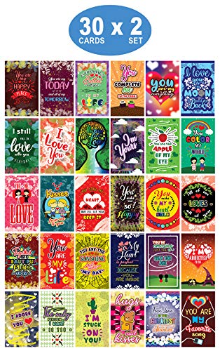 Romantic Inspirational Lunch Box Love Notes Series 2 (60-Cards)-Mini Educational Information Cards Set â€“ Unique Gift Set for Boys, Girls - Assorted Learning Giveaways Pack â€“ Informational Cards