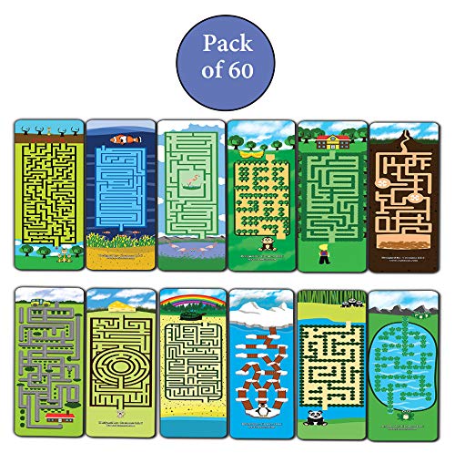 Puzzle Maze Game Bookmarks (60-Pack)-Premium Gift Ideas for Children, Teens, Adults - Stocking Stuffers Party Favor & Giveaways