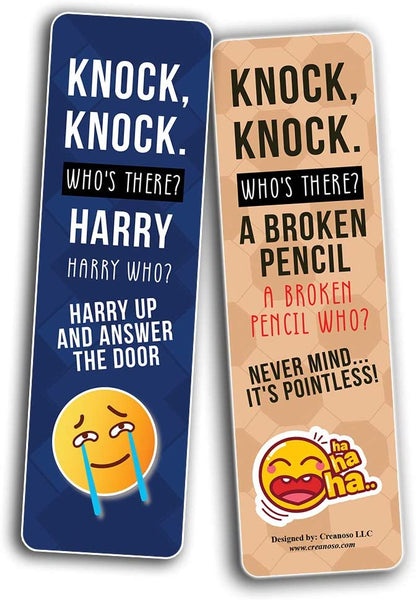 Knock Knock Jokes Bookmarks (60 Pack) - Great Party Favors Card Lot Set â€“ Epic Collection Set Book Page Clippers â€“ Cool Gifts for Children, Boys, Girls
