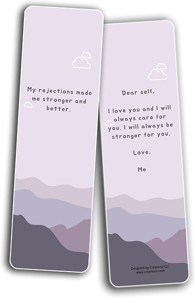 Creanoso Self-Appreciation Bookmarks (2-Sets X 6 Cards) â€“ Daily Inspirational Card Set â€“ Interesting Book Page Clippers â€“ Great Gifts for Adults and Teens