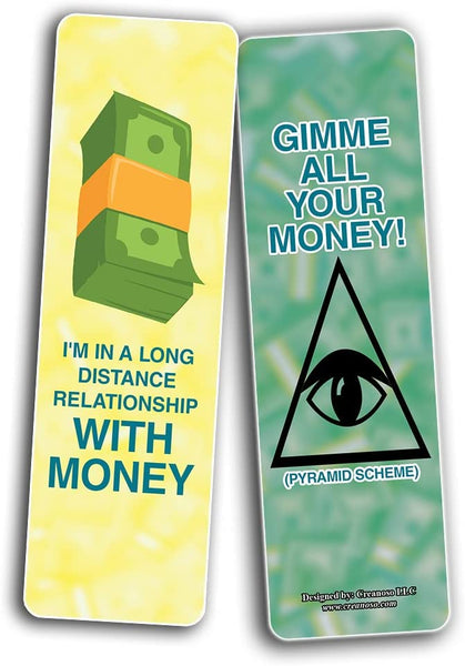 Creanoso Funny Money Bookmarks (5-Sets X 6 Cards) â€“ Daily Inspirational Card Set â€“ Interesting Book Page Clippers â€“ Great Gifts for Adults and Teens