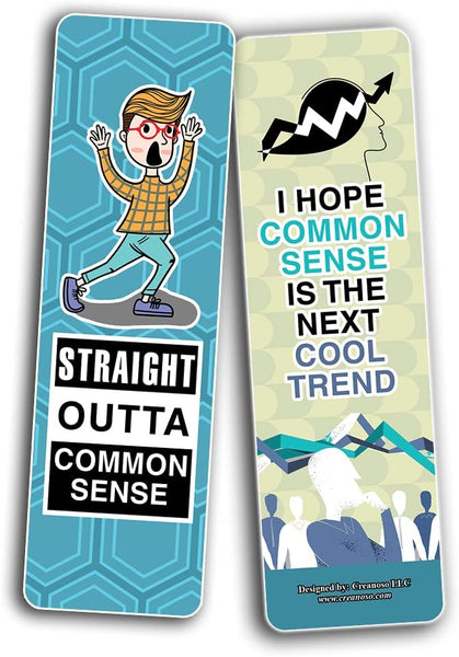 Creanoso Funny Common Sense Bookmarks (2-Sets X 6 Cards) â€“ Daily Inspirational Card Set â€“ Interesting Book Page Clippers â€“ Great Gifts for Adults and Teens