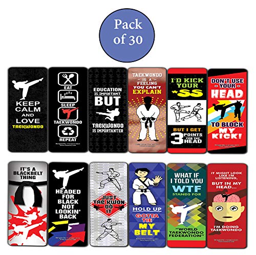 Taekwondo Cards (30-Pack)-Awesome Bookmarks for Men, Women, Boys, Girls, Teens Ã¢â‚¬â€œ Six Bulk Assorted Bookmarks Designs Ã¢â‚¬â€œ Book Reading Rewards Ã¢â‚¬â€œ Awesome Page Binder Pack