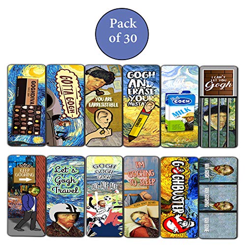 Meme Bookmarks Obsessed with Van Gogh Series 1 (30-Pack) Ã¢â‚¬â€œ Premium Gift Set Ã¢â‚¬â€œ Funny Van Gogh Famous Art Impressions Ã¢â‚¬â€œ Artist Gifts and Rewards Incentives Ã¢â‚¬â€œSilly Jokes Bookmarker Cards