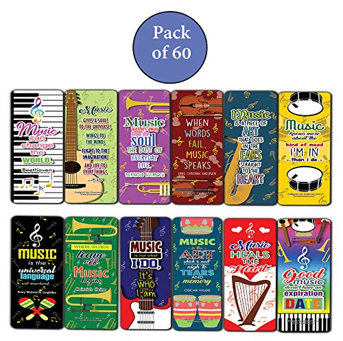 Creanoso Music Bookmark (60-Pack) ÃƒÂ¢Ã¢â€šÂ¬Ã¢â‚¬Å“ Premium Gift Stocking Stuffers for Musicians, Men, Women, Teens, Professionals - Cool Giveaways Collection Set ÃƒÂ¢Ã¢â€šÂ¬Ã¢â‚¬Å“ Music Teaching Rewards Incentives Bulk Set