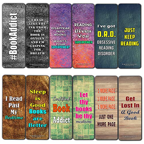 Creanoso Addicted Readers Bookmarks (60-Pack) ÃƒÂ¢Ã¢â€šÂ¬Ã¢â‚¬Å“ Inspiring Inspirational Bookmarker Cards Set - Premium Stocking Stuffers Gifts for Bookworms, Book Lovers, Bibliophiles ÃƒÂ¢Ã¢â€šÂ¬Ã¢â‚¬Å“ Great Stocking Stuffers Gifts