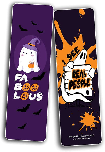 Creanoso Funny Ghost Bookmarks (12-Pack) - Stocking Stuffers Incentive Gift Ideas for Ghost Lovers