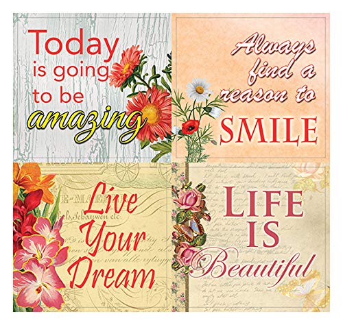 Creanoso Uplifting Quotes for Women Floral Stickers (5-Sheet) ÃƒÂ¢Ã¢â€šÂ¬Ã¢â‚¬Å“ Total 60 pcs (5 X 12pcs) Individual Small Size 2.1" x 2", Unique Personalized Designs, Flat Surface DIY Decoration Art Decal for Kids