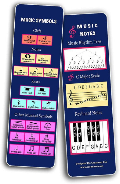 Creanoso Inspirational Music Symbols Bookmarks (60-Pack) Great Music Learning Gifts for Men Women Adults Teens Kids Boys Girls Musicians Guitarists