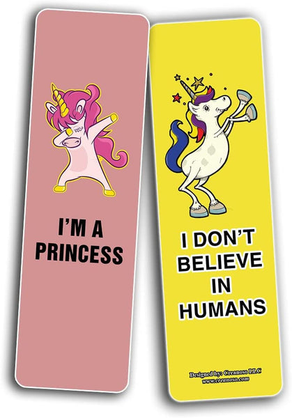 Creanoso Funny Cute Unicorn Bookmarks (10-Sets X 6 Cards)â€“ Daily Inspirational Card Set â€“ Interesting Book Page Clippers â€“ Great Gifts for Kids and Teens