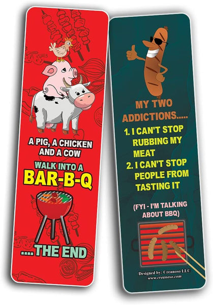 Creanoso Funny Barbecue Sayings Bookmarks (10-Sets X 6 Cards) â€“ Daily Inspirational Card Set â€“ Interesting Book Page Clippers â€“ Great Gifts for Adults and Teens